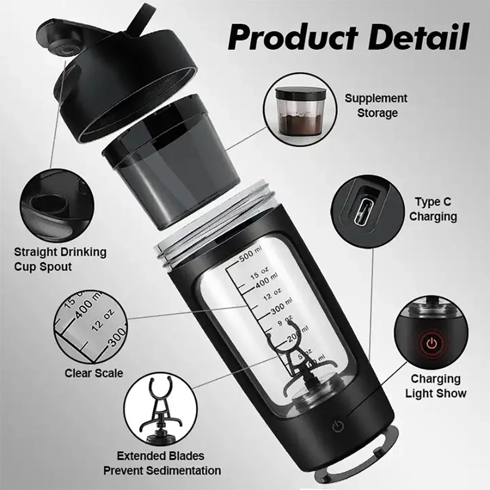 Turbo Blend Electric Protein Shaker Bottle