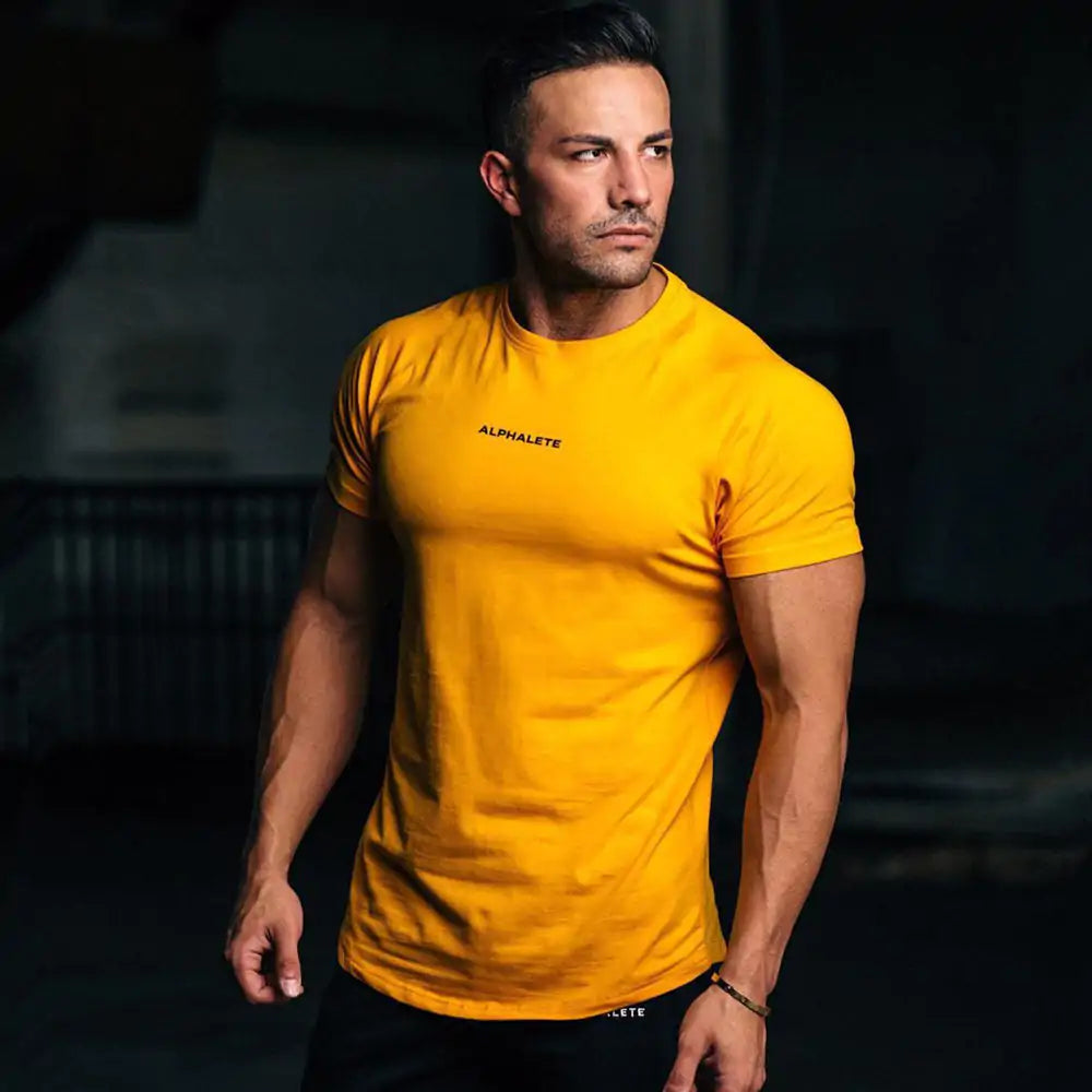 mens fitted gym shirts: Discover the ultimate workout companion! Our Men's Fitted Gym T-Shirt provides unmatched comfort and style, crafted from premium cotton for your active life.